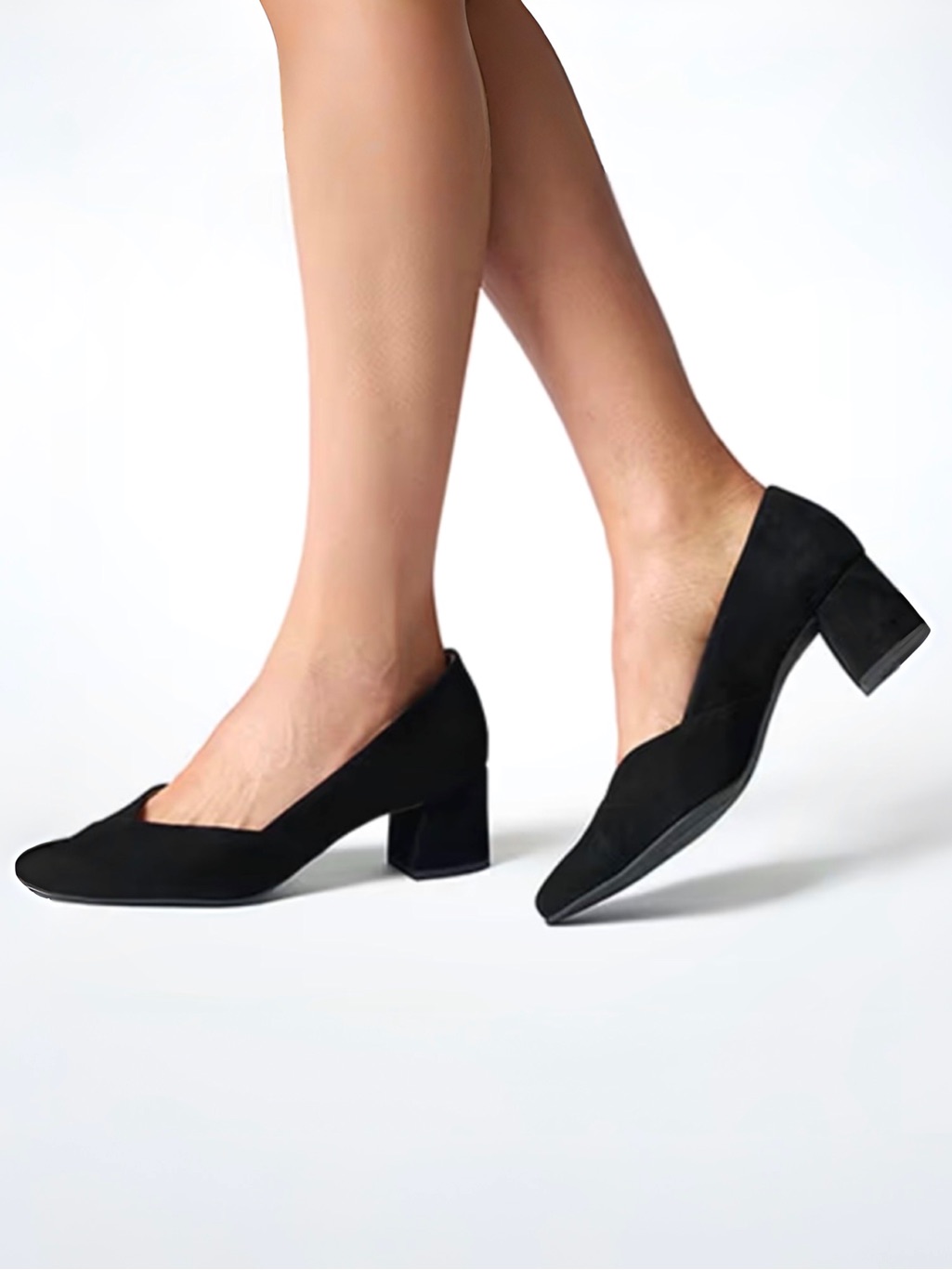Paul Green Suede Rendi Pump Block Heel | Black | 5.5